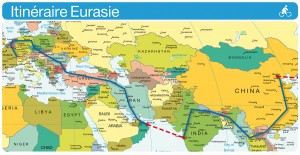 Carte du voyage en europe et asie